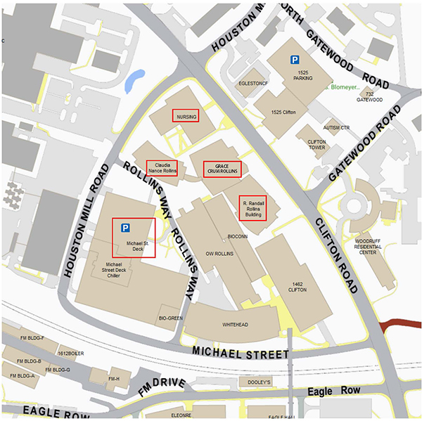 Map of Rollins School of Public Health, Emory University, Atlanta, Georgia